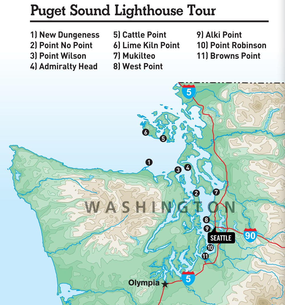Washington State Lighthouses Map Explore 11 Washington Lighthouses On A Puget Sound Road Trip