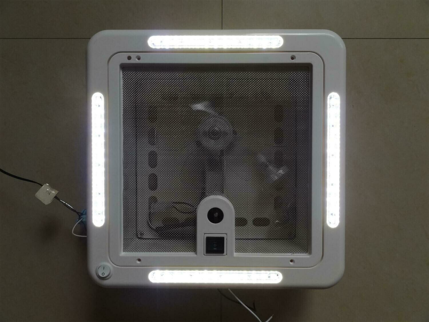 12V SHOWER ROOF VENT WITH LED LIGHTS & WHITE LID TRA AUSTRALIA