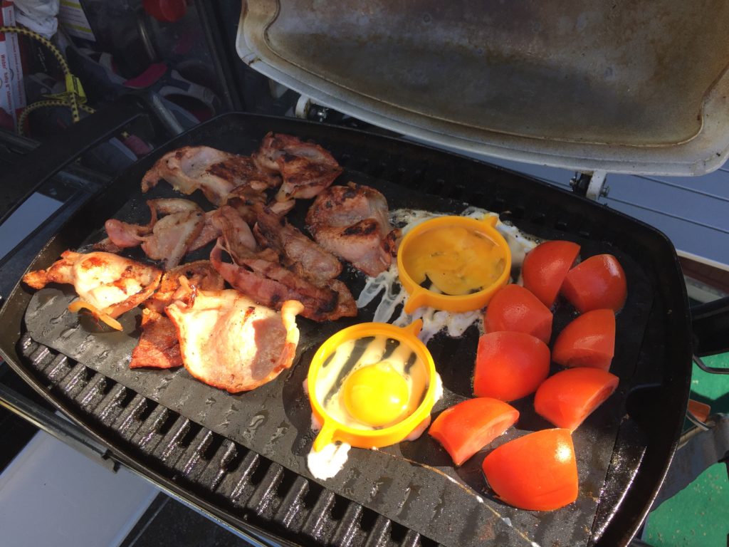 Perfect Bacon and Eggs on the ber Baby Q RVeeThereYet