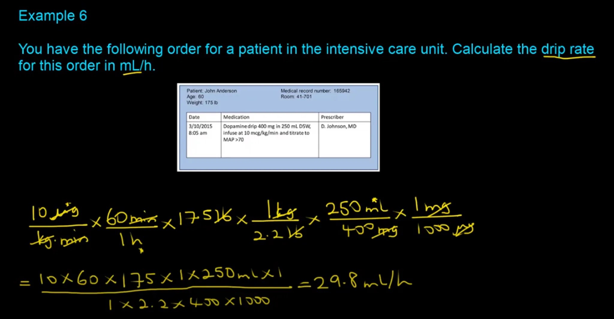 IV Flow Rate Calculations