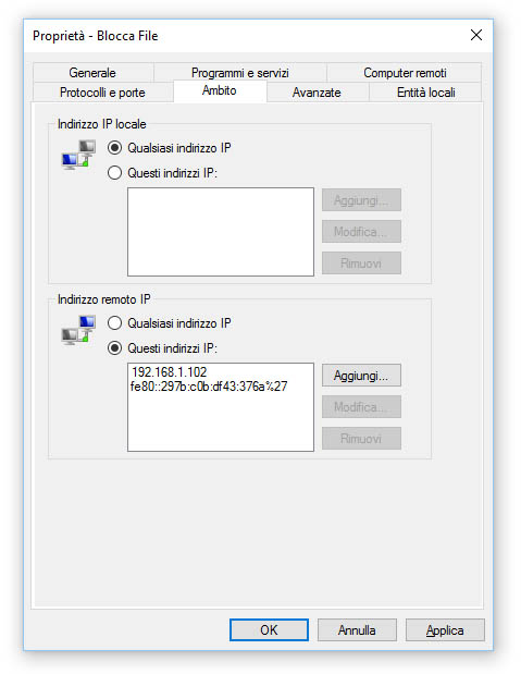 How to block File Sharing for one or more IP Addresses in Windows