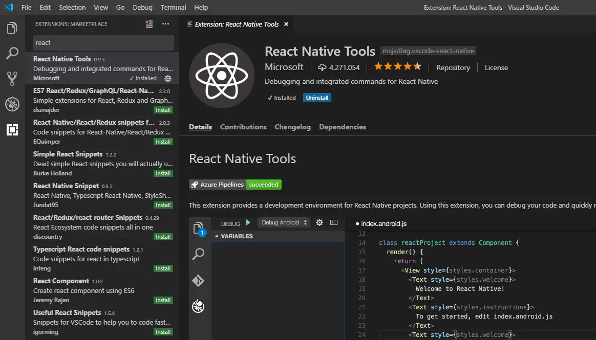 React Native Visual Studio
