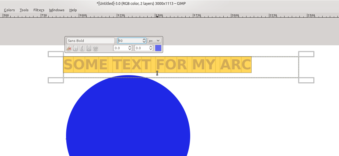 Linux Using GIMP to wrap text in an image Ryan and Debi & Toren