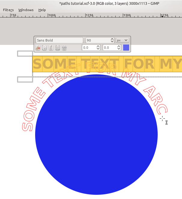 Linux Using GIMP to wrap text in an image Ryan and Debi & Toren
