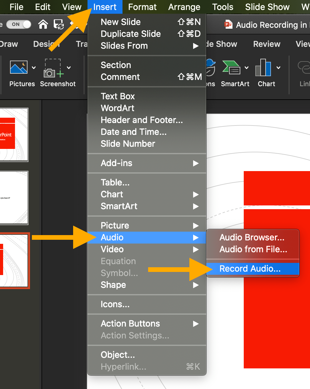 Record a PowerPoint slideshow with narration and slide timings in