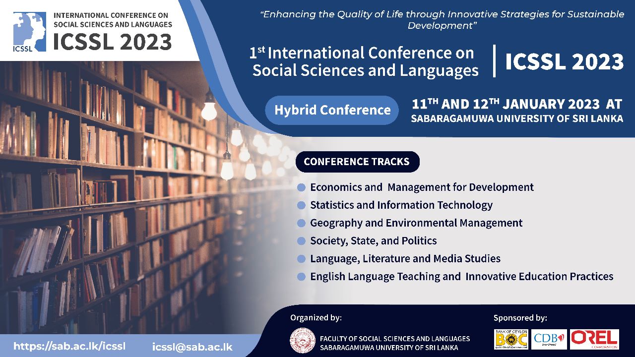 1st International Conference on Social Sciences and Languages (ICSSL