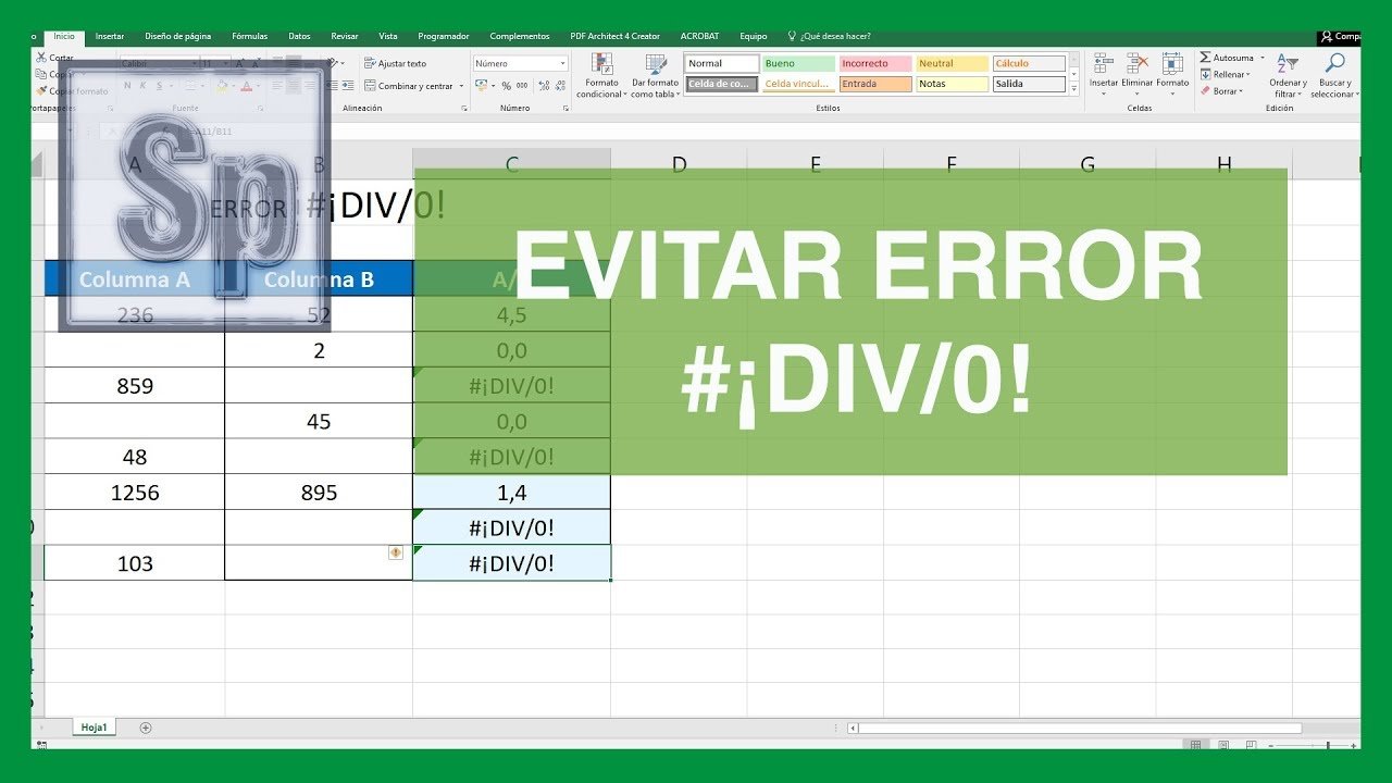 Excel Ocultar el error ¡DIV/0! en Excel. Saber Programas