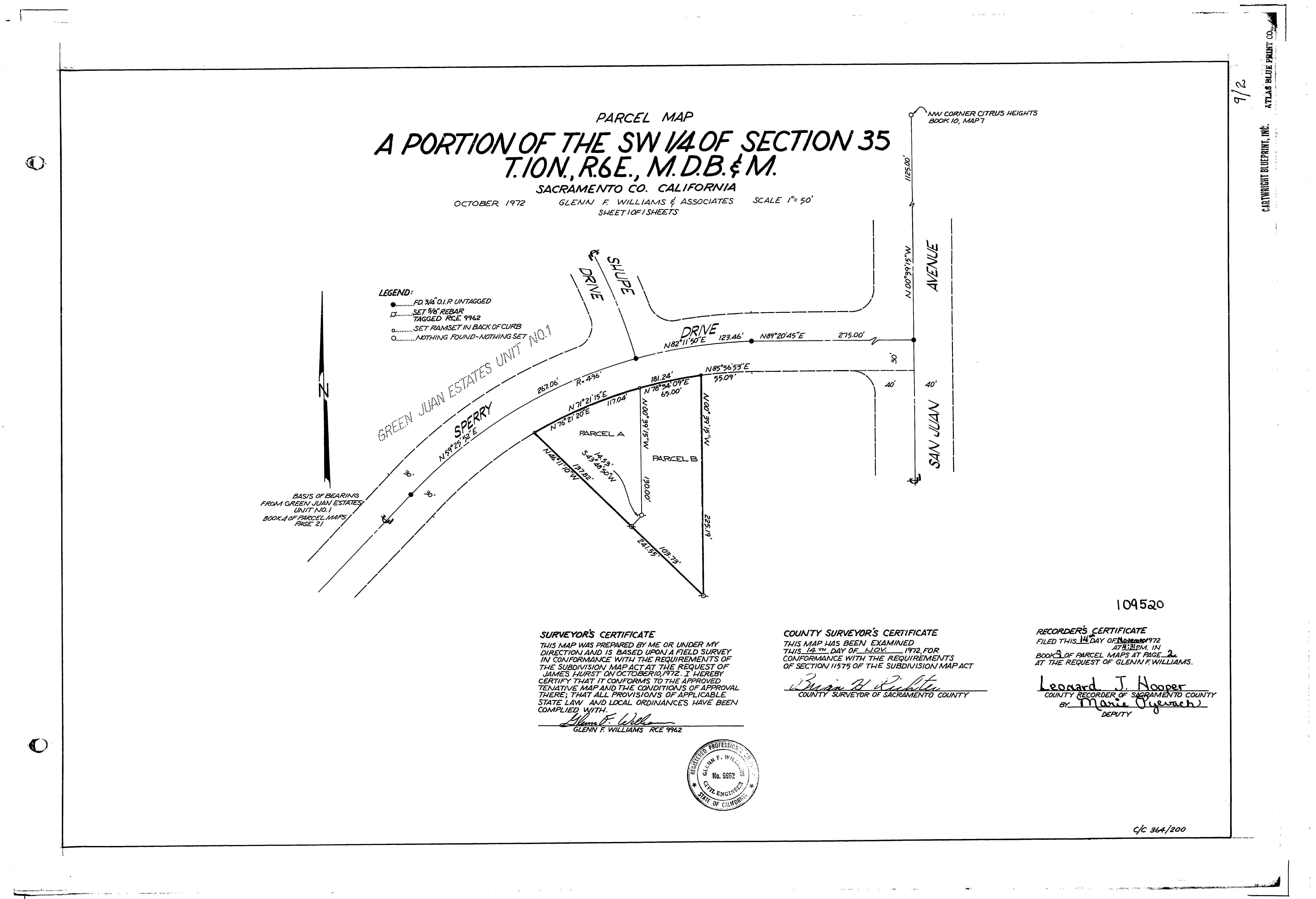 Sacramento County, CA Plat Map Property Lines, Land.