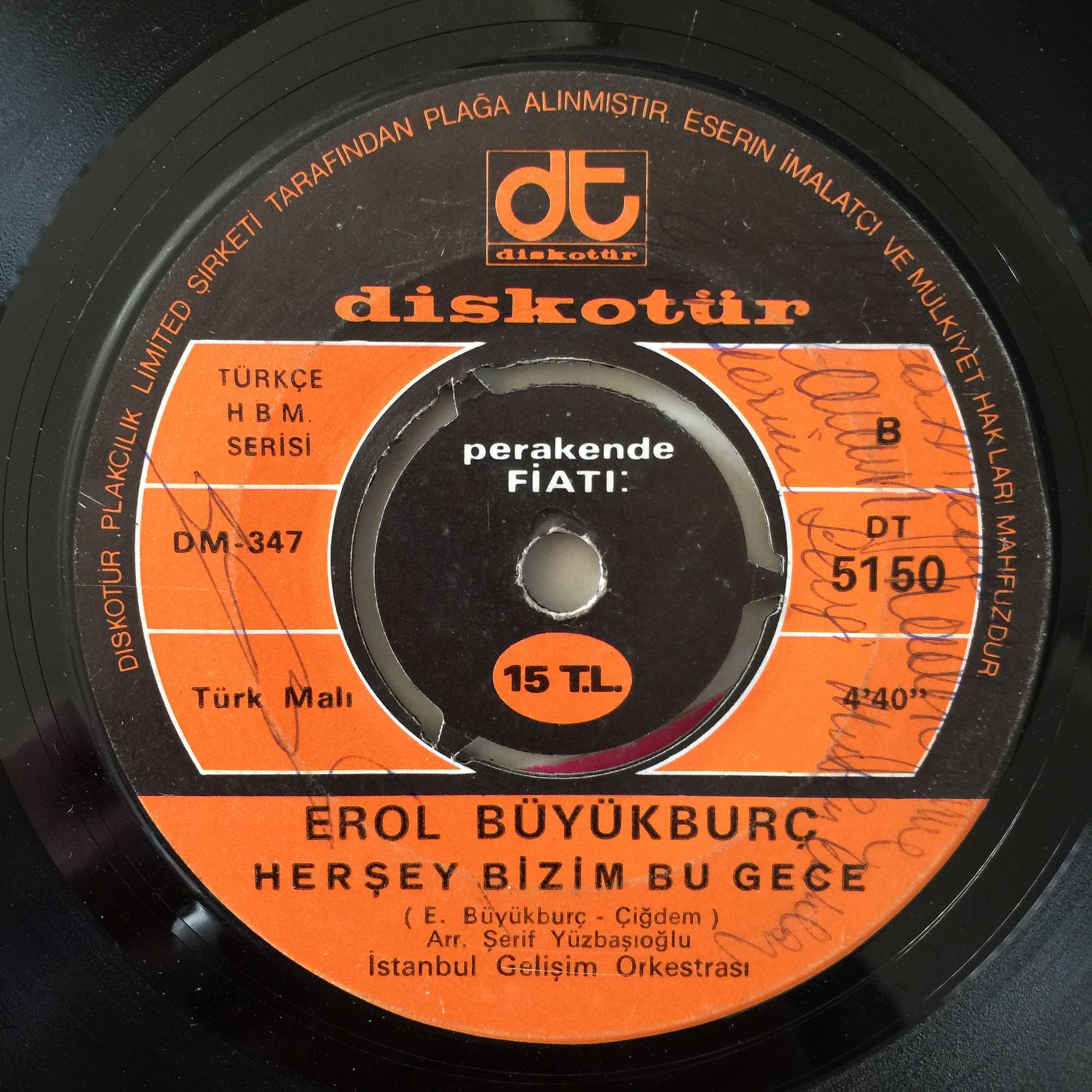 EROL BÜYÜKBURÇ Gençlik Şarkısı / Herşey Bizim Bu Gece (İthaflı ve imzalı) (PLAK) sadeceplak
