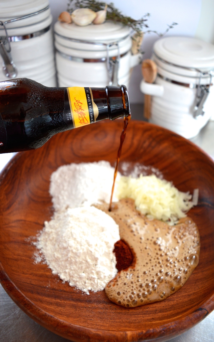 Guinness Battered Onion Rings With A Honey Mustard Dipping Sauce