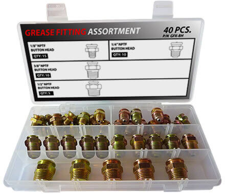 40pc Button Head Grease Fitting Assortment - SAE Products