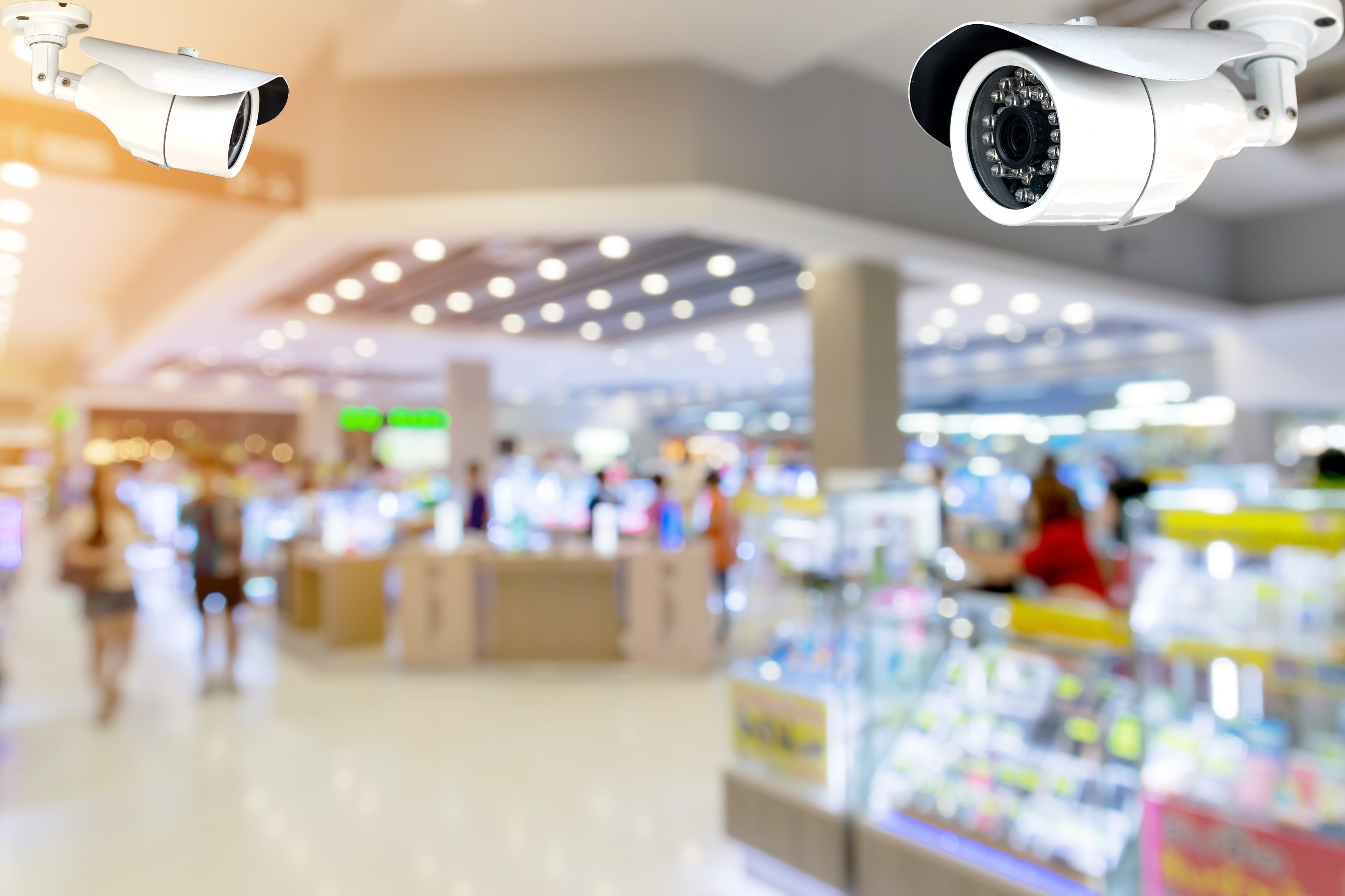CCTV or surveillance camera recording inside the shopping mall to the