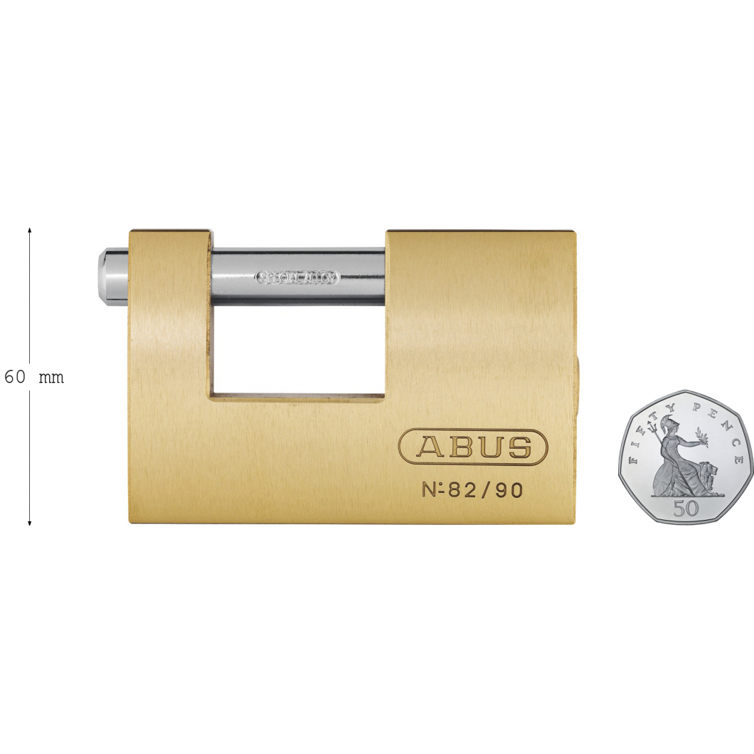 ABUS Monoblock 82/90 Shutter Padlock Keyed Alike 82/90KA Safe.co.uk