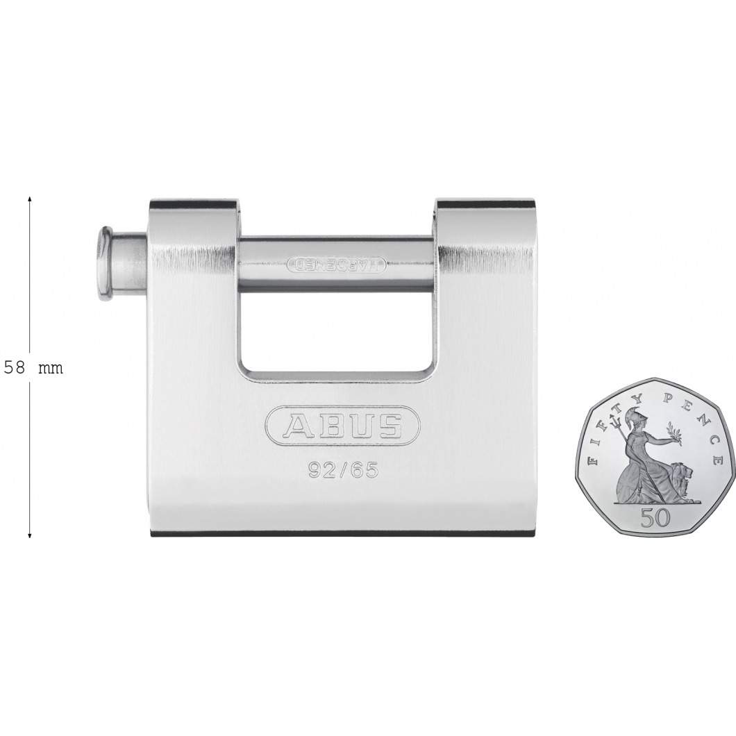 ABUS Monoblock S 92/65 Shutter Padlock Keyed Alike 92/65KA Safe