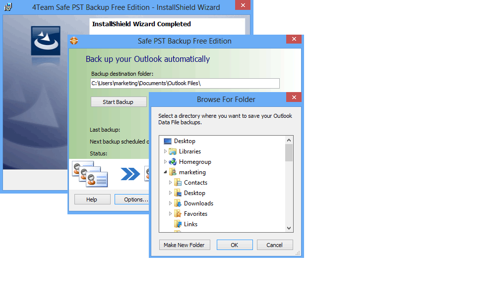 Microsoft Outlook PST file backup