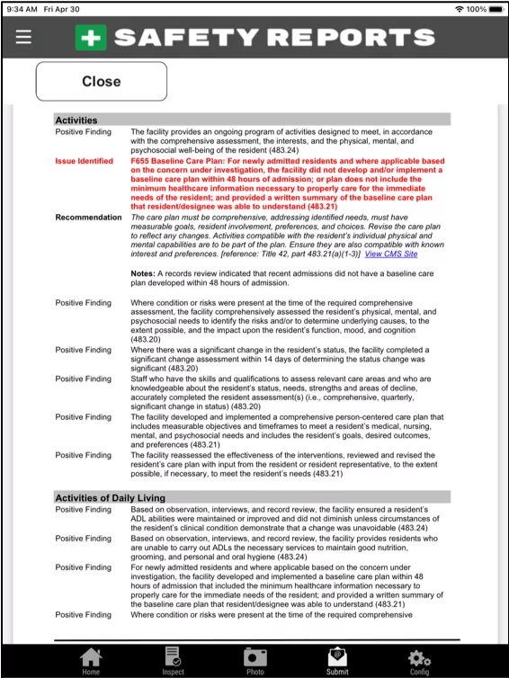 Long Term Care Checklist Safety Reports EHS Safety Management