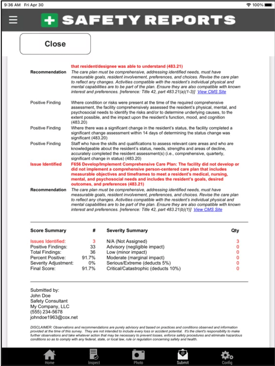 Long Term Care Checklist Safety Reports EHS Safety Management
