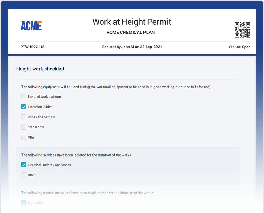 Free Work at Height Permit Form Template Download as PDF