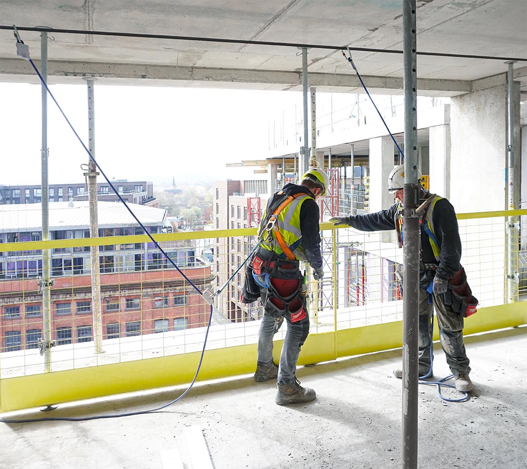 Collective edge protection for exclusion zones at construction sites