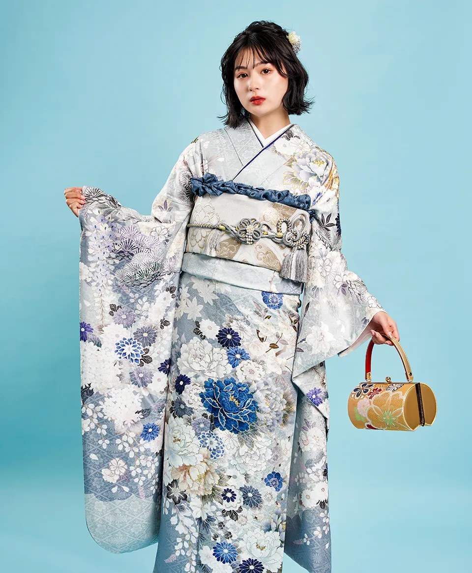 水色地青牡丹に白百合[FS5007] 成人式振袖レンタル京都さがの館