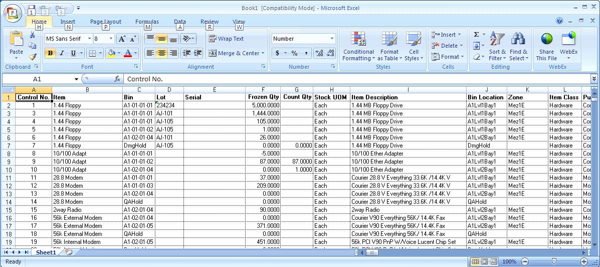 Physical Inventory Count Sheet Excel Excel Templates