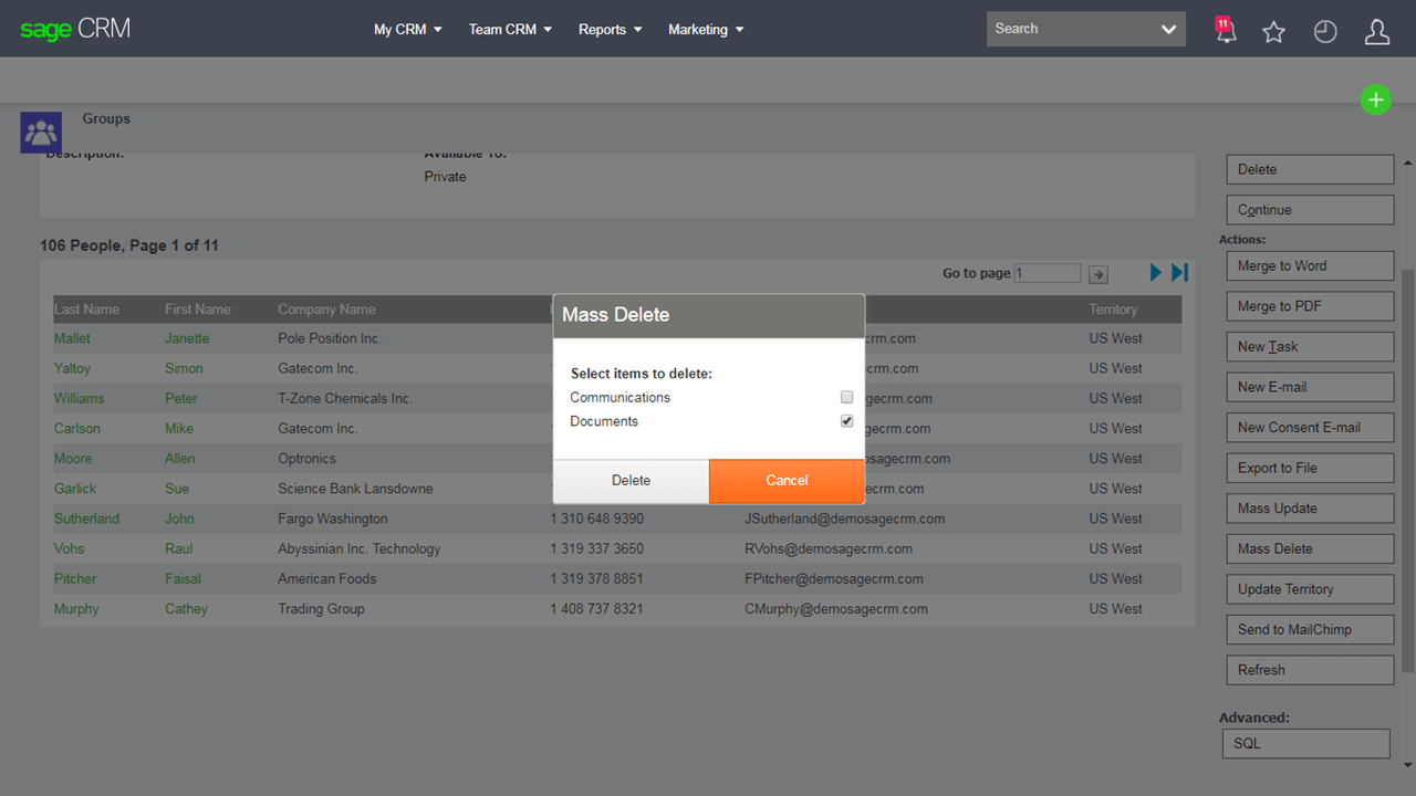 Sage CRM 2021 Deleting Communications and Documents Sage CRM Hints