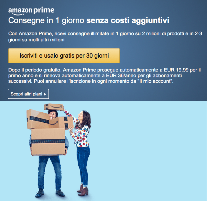Amazon aumenta il prezzo di Prime a partire dal 4 aprile