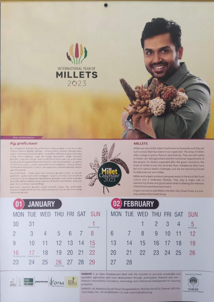 Tamil English Millet Calendar 2023 Sahaja Seeds