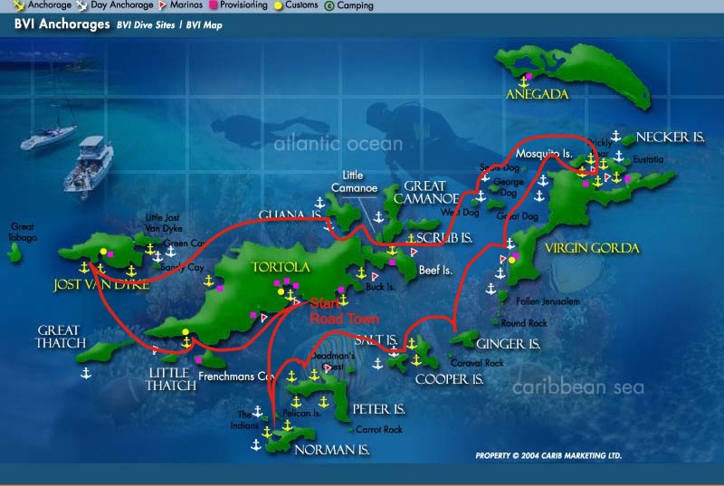 BVI map and Itinerary
