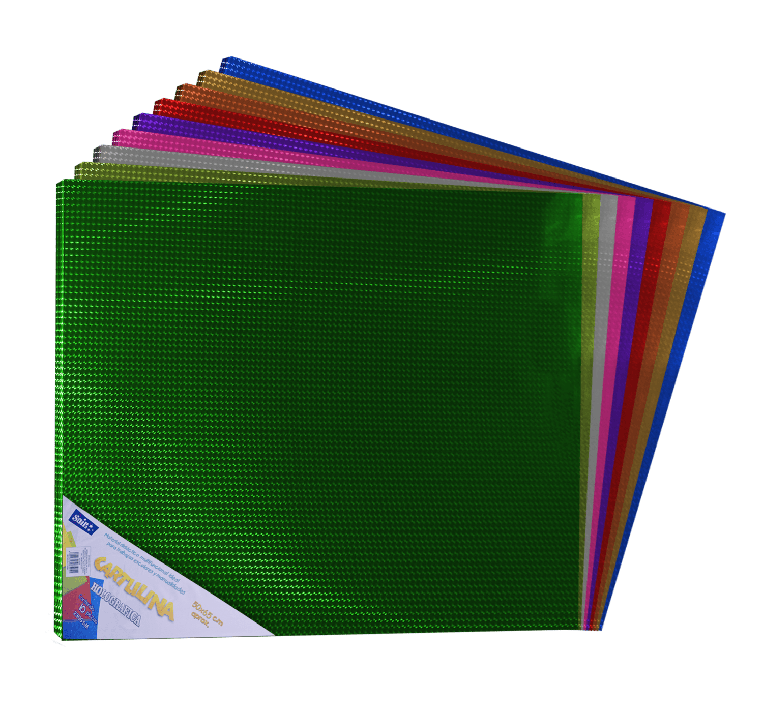 Cartulina Holográfica Saira 50X65 Paq. C/10 Por color Distribuidora Sajor S.A de C.V