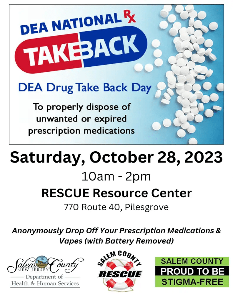 DEA National RX Take Back Day Prosecutor Office of Salem County
