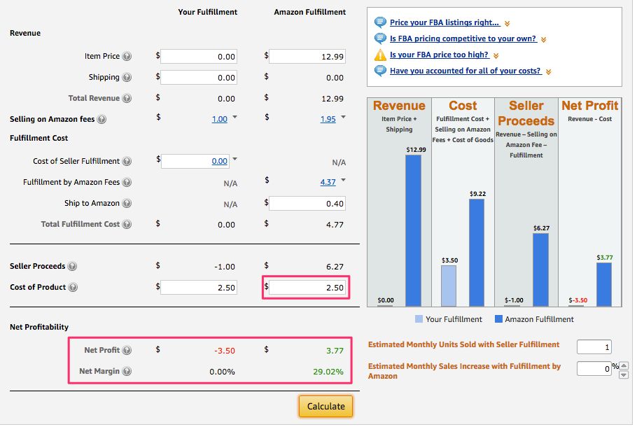 How to Use the Amazon FBA Calculator