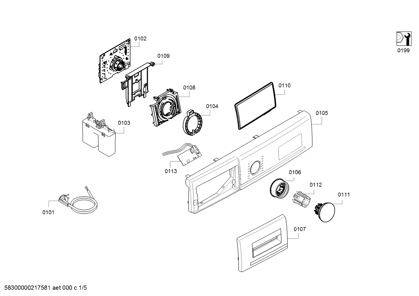 Genuine display for BOSCH Washing machine. Suits WAT286H2OE, Spare