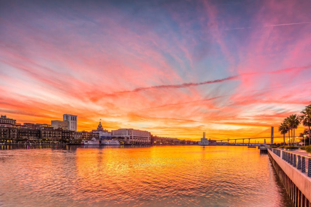 New! Savannah Collection Photo Sunset on Savannah River SAV350