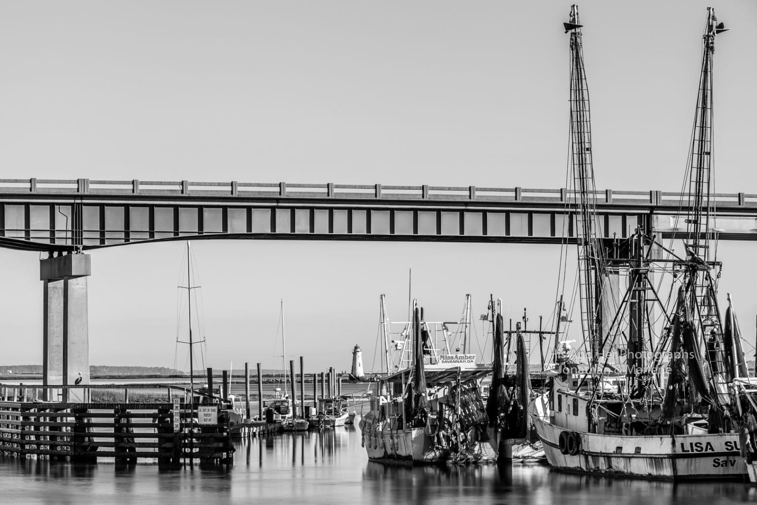 New! Tybee Island Collection Photo B&W Shrimp Boats on Tybee Island