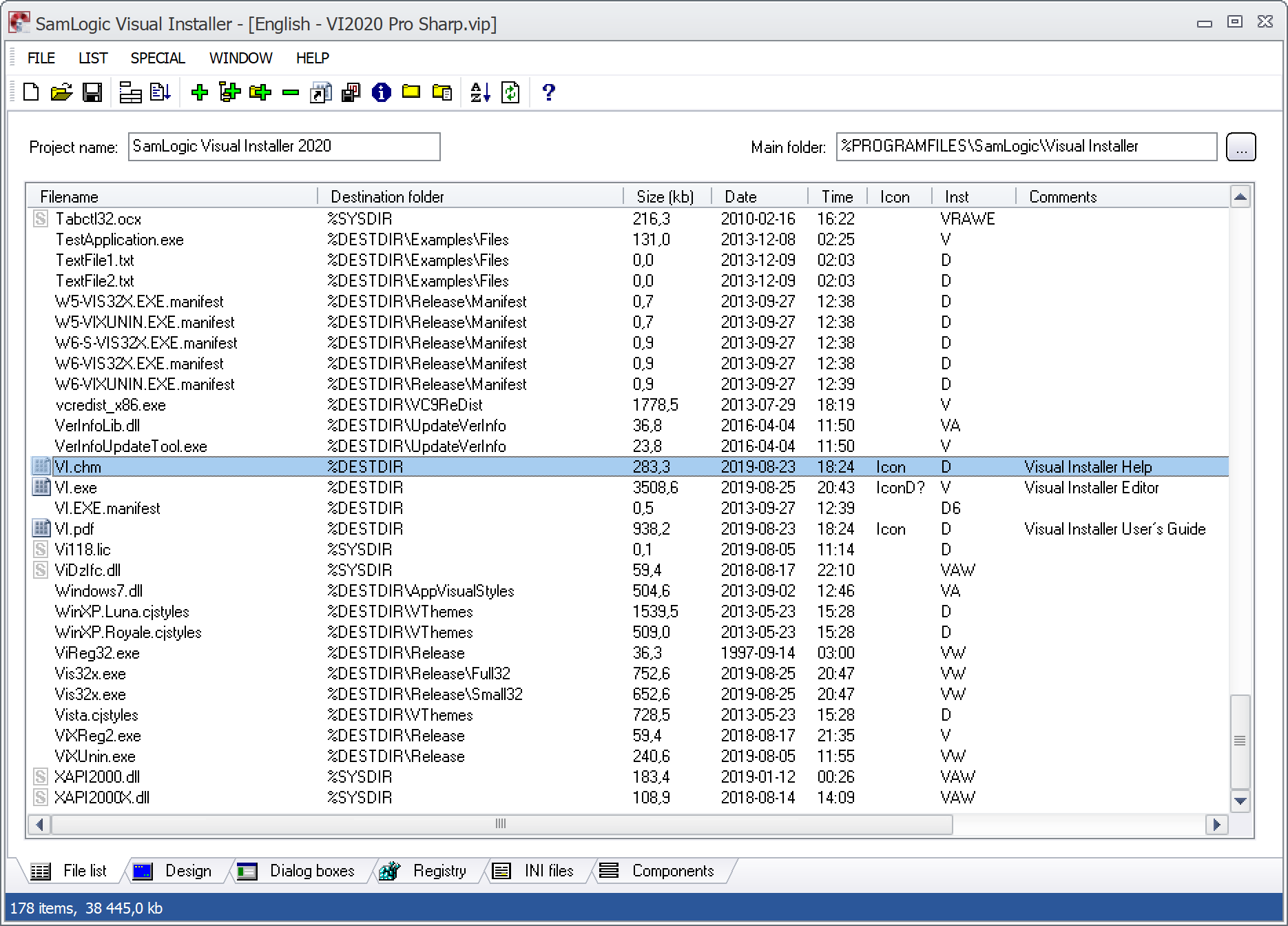 How to comment a file in the file list (Visual Installer Tip)