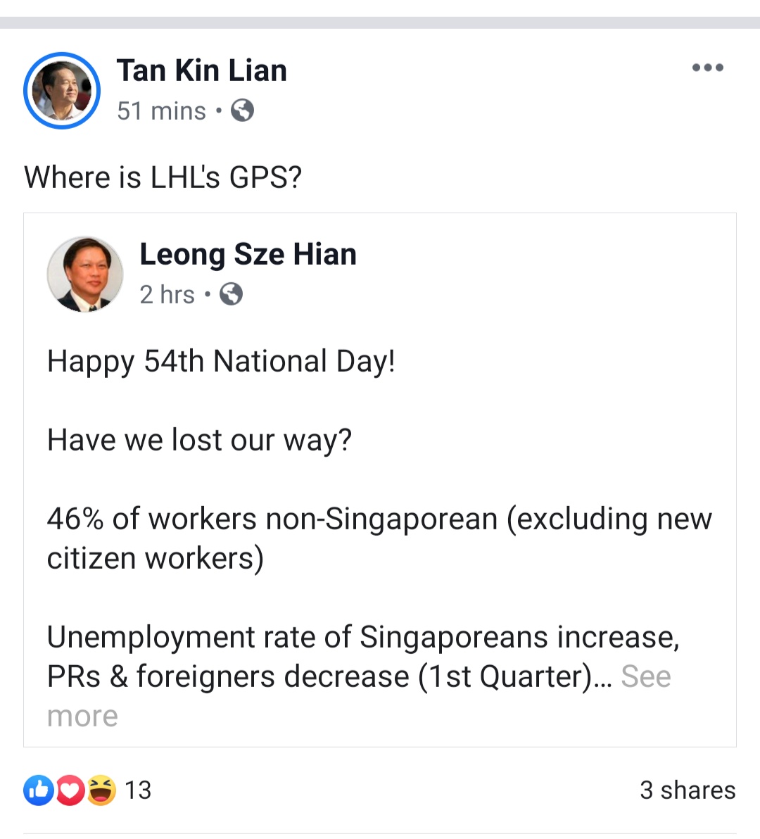 Serious Tan Kin Lian Mocks ESM Goh Chok Tong FB 8/8/19 Sam's