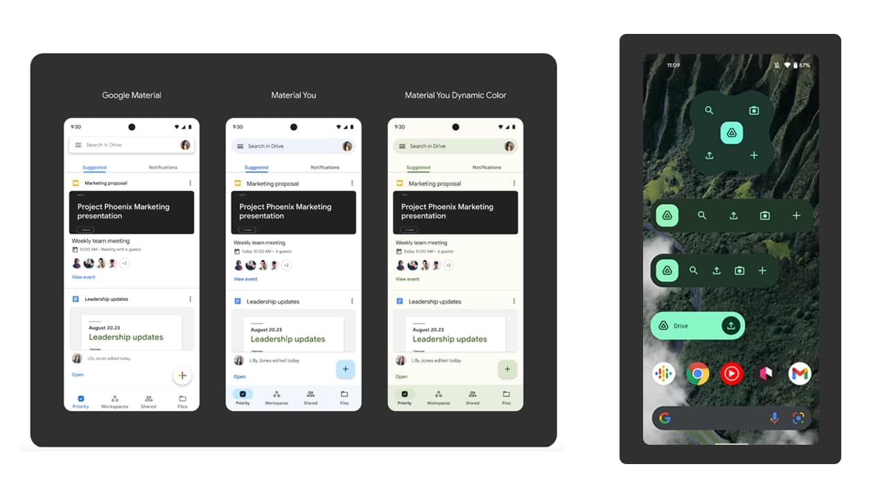 New Google Drive Material You update brings revamped Xshaped widget