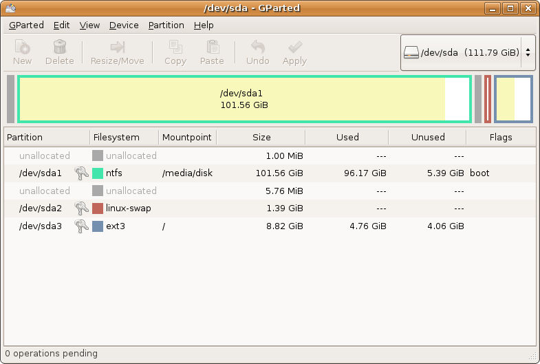 Partitionner un disque dur GParted (Gnome partition editor)