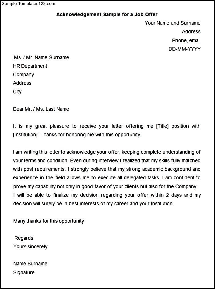 Formal Job Offer Letter Sample Template Workable