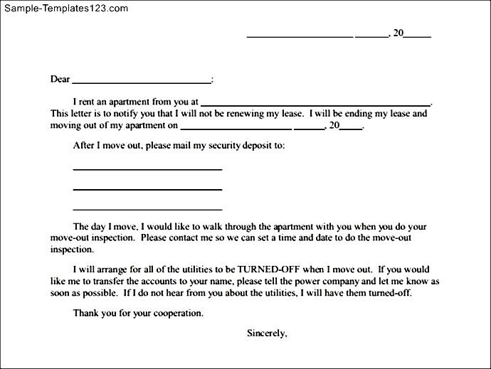 Apartment Rent Termination Letter Sample Templates