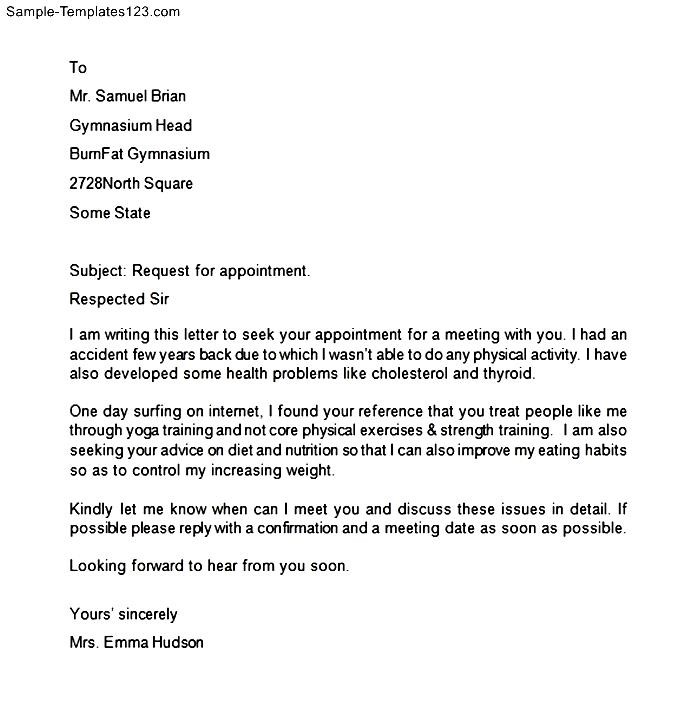 Appointment Request Letter Sample Templates