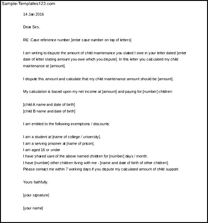 Child Support Appeal Letter Template Sample Word Download Sample