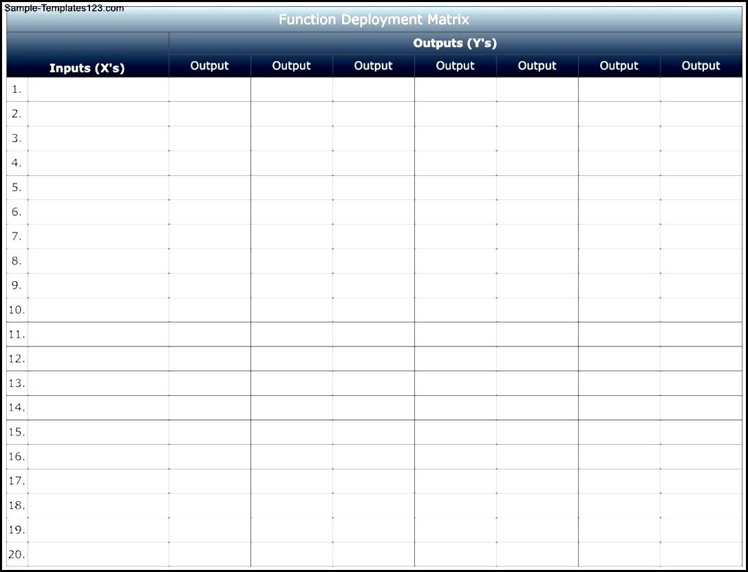 Function Deployment Matrix Template Sample Templates