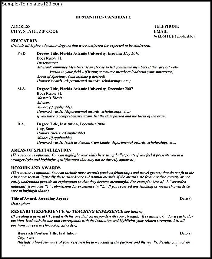 General CV Template PDF Sample Sample Templates