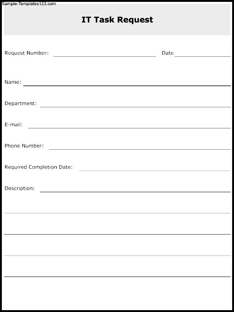 IT Task Request Form Template Sample Templates