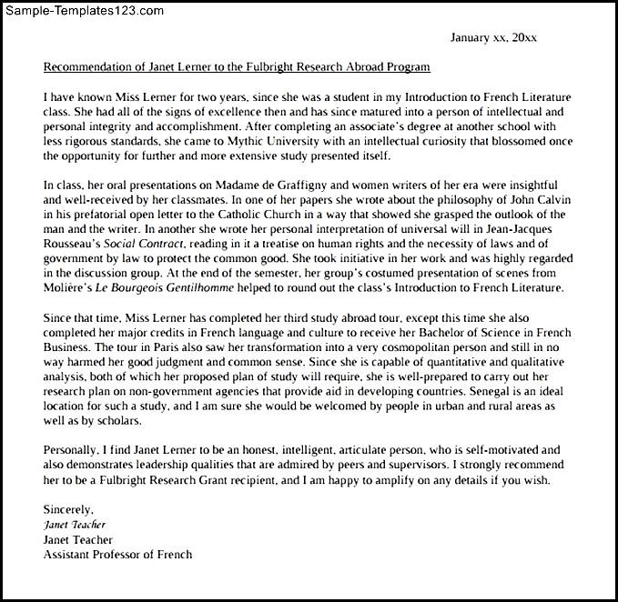 Letter of for Scholarship Template PDF