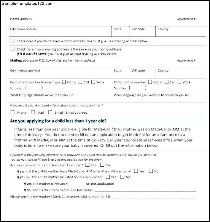 Medical Application Form Sample Templates