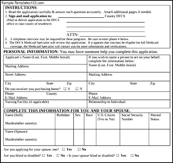 Medicare Application Form PDF Sample Templates