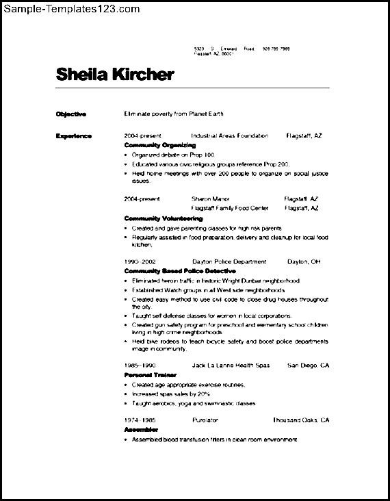 Personal Trainer Resume Format Sample Templates